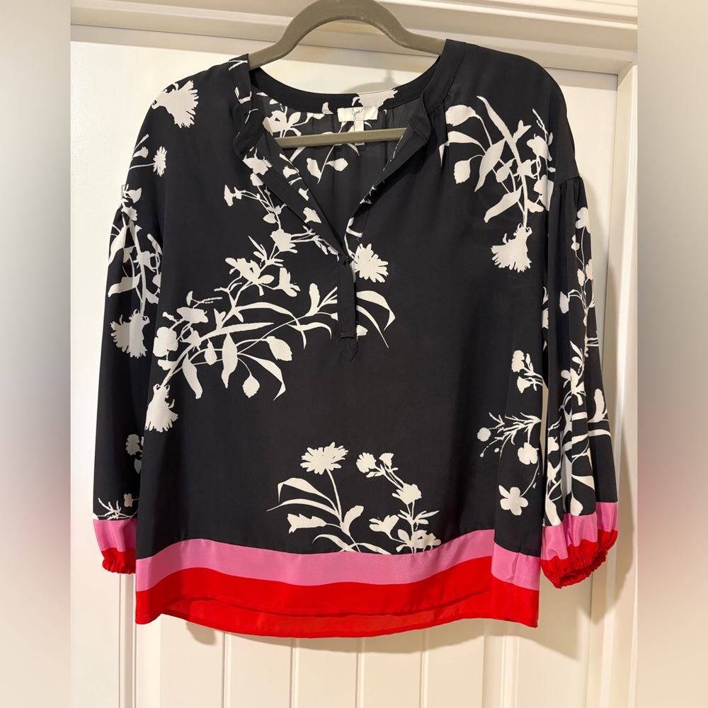 🌺 Joie 100% Silk Floral Blouse – XS 🌺